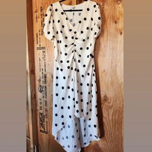A New Day Black and White Polka Dot High Low Dress